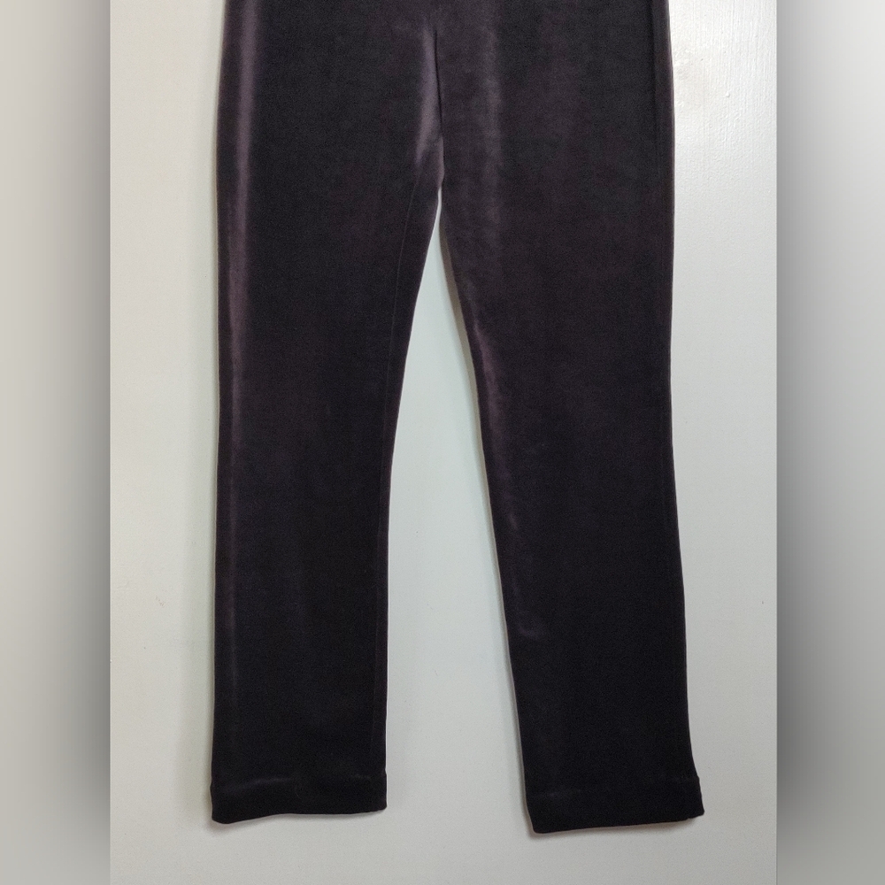 Express Tricot Women's Plum Velvet Stretch Pants - Picture 2 of 5